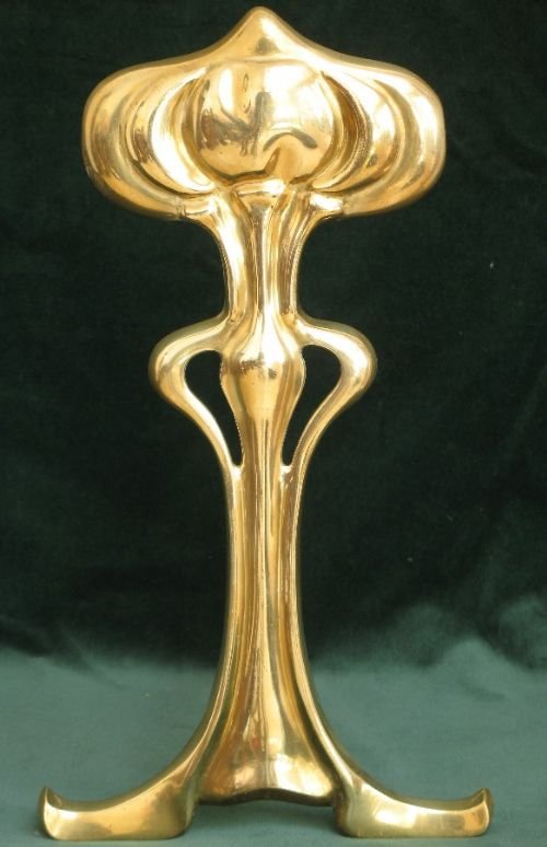 fig 3. STUNNING RARE LARGE PAIR OF ORIGINAL ART NOUVEAU VICTORIAN FIRE DOGS ANDIRONS C1880