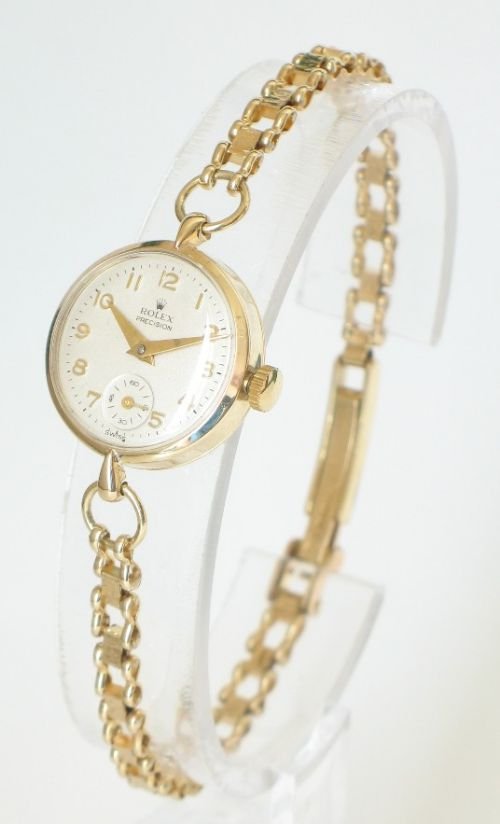fig 1. BEAUTIFUL SOLID 9ct GOLD LADIES ROLEX PRECISION COCKTAIL WATCH c1956