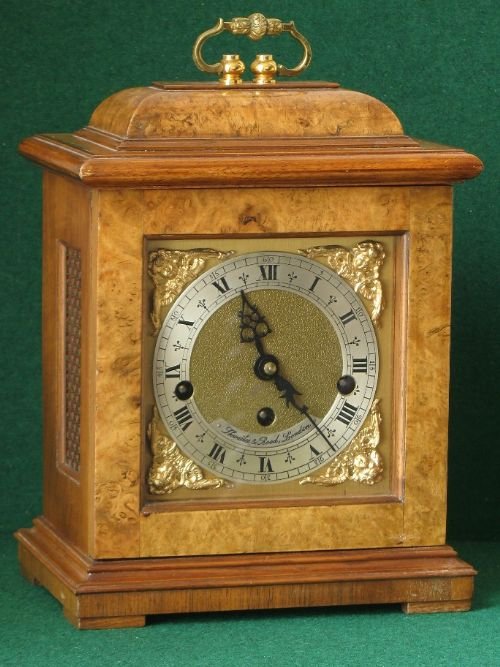 Beautiful Thwaites and Reed Burr Walnut Westminster Chime Bracket Mantel Clock