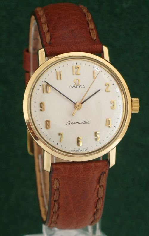 fig 3. SUPERB SOLID 9ct GOLD OMEGA SEAMASTER MANUAL WIND CAL 601 MENS WATCH