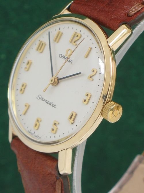 fig 4. SUPERB SOLID 9ct GOLD OMEGA SEAMASTER MANUAL WIND CAL 601 MENS WATCH