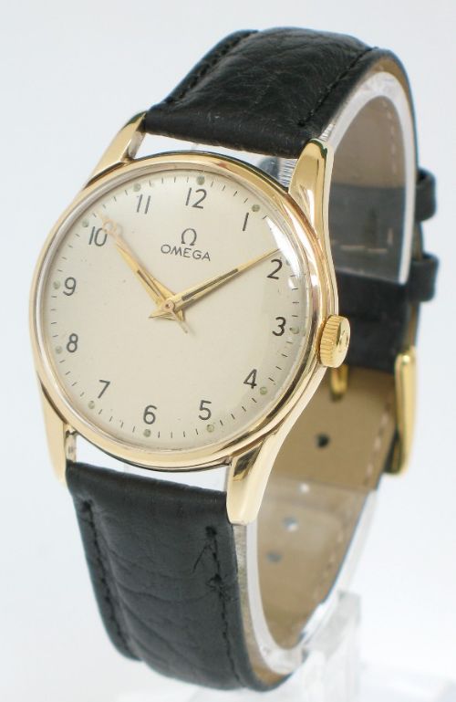 	
Superb Original Solid 9ct Gold Omega Calibre 285 Rare Hands Mens Watch