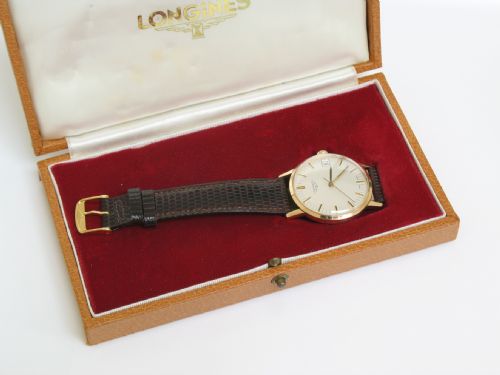 fig 4. STUNNING SOLID 9ct GOLD LONGINES MANUAL WINDING CALIBRE 6952 MENS WATCH WITH BOX