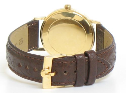 fig 2. STUNNING RARE SOLID 18ct GOLD OMEGA GENEVE CAL 600 MENS WATCH WITH BOX