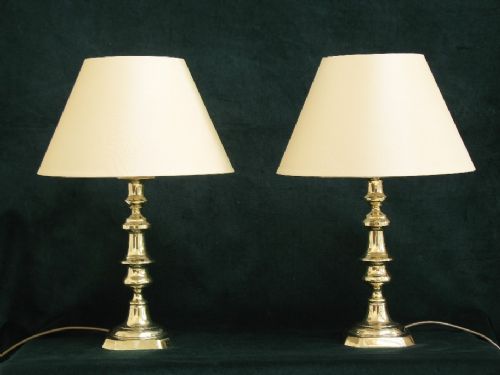 Beautiful Large Pair of Genuine Victorian Solid Brass Table Lamps C1890