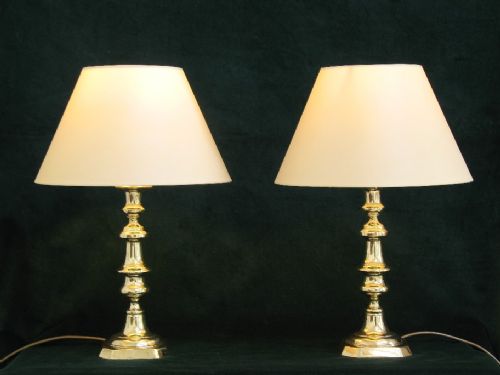 fig 3. BEAUTIFUL LARGE PAIR OF GENUINE VICTORIAN solid brass TABLE LAMPS C1890