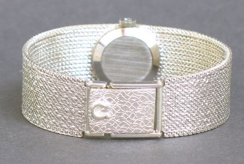 fig 1. EXQUISITE SOLID 9ct WHITE GOLD LADIES OMEGA COCKTAIL WATCH