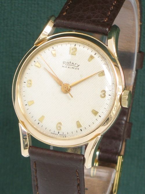 fig 1. STUNNING SOLID 9ct GOLD ROTARY MAXIMUS MENS WATCH C1954