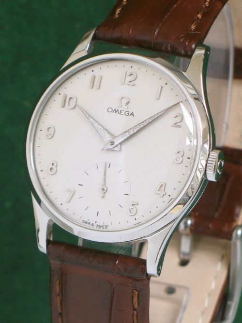 fig 1. SUPERB STAINLESS STEEL OMEGA CAL 266 MENS WATCH C1954-55