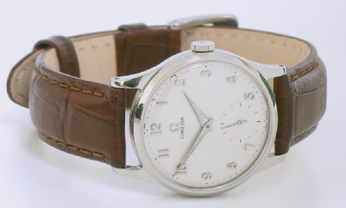 fig 3. SUPERB STAINLESS STEEL OMEGA CAL 266 MENS WATCH C1954-55