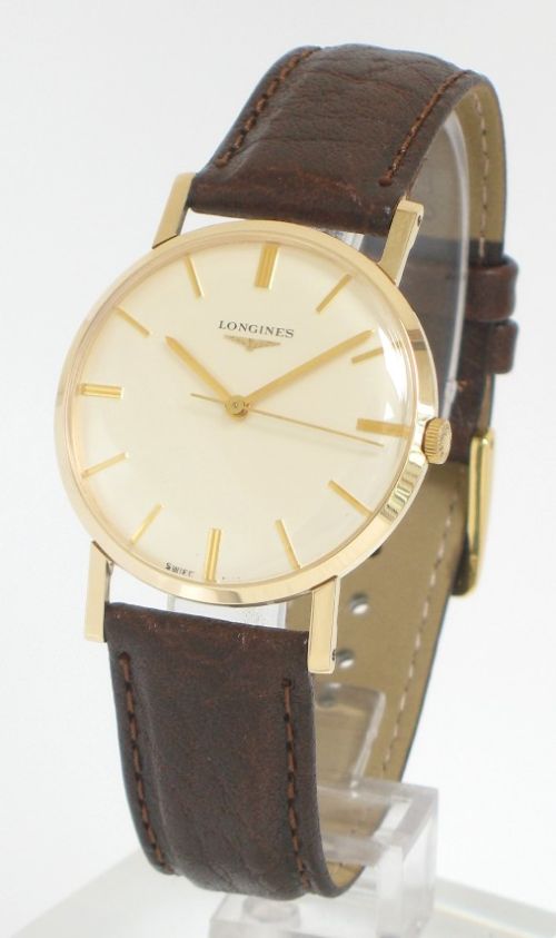 Superb Solid 9ct Gold Longines 19.4s Sslim Mens Dress Watch