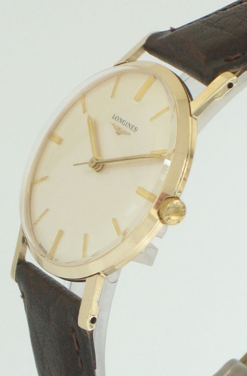 fig 2. SUPERB SOLID 9ct GOLD LONGINES 19.4S sSLIM MENS DRESS WATCH