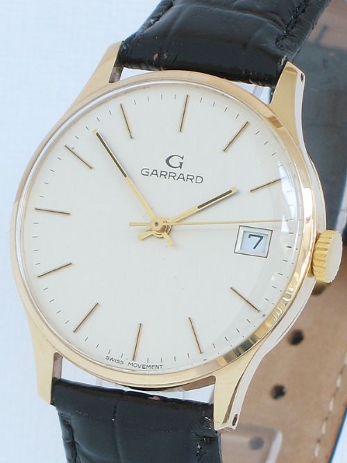 fig 1. STUNNING SOLID 9ct GOLD GARRARD MANUAL WIND MENS WATCH