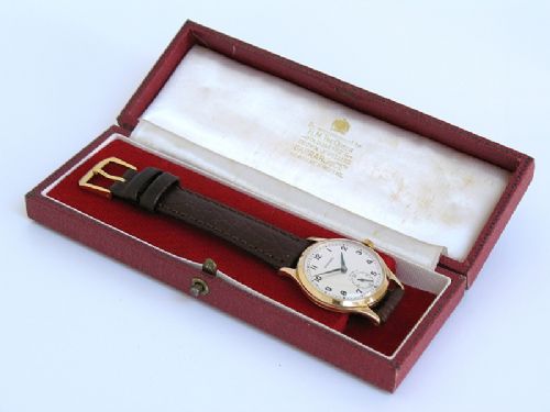fig 3. ORIGINAL SOLID 9ct GOLD GARRARD MANUAL WIND WITH BOX MENS WATCH c1960