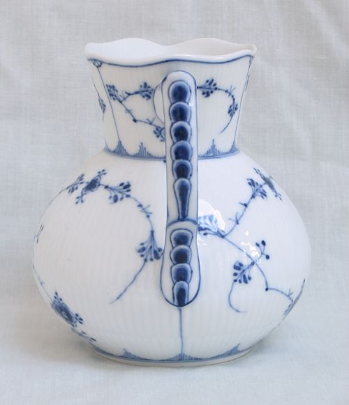 fig 1. RARE ROYAL COPENHAGEN BLUE FLUTED MILK WATER JUG DANMARK FIRST QUALITY 1894-1900