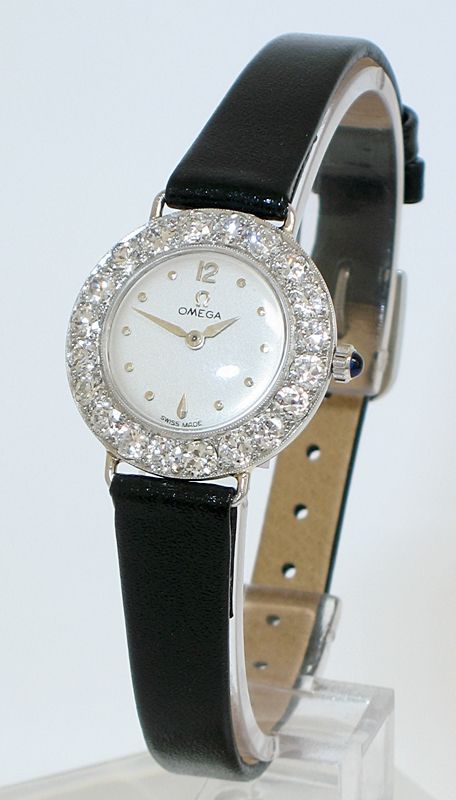 Stunning Rare Omega Platinum and 3ct Diamond Ladies Cocktail Watch C1960