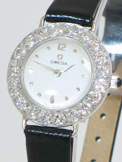 fig 1. STUNNING RARE OMEGA PLATINUM AND 3CT DIAMOND LADIES COCKTAIL WATCH C1960