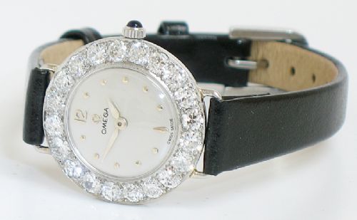 fig 2. STUNNING RARE OMEGA PLATINUM AND 3CT DIAMOND LADIES COCKTAIL WATCH C1960