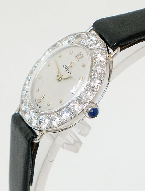 fig 3. STUNNING RARE OMEGA PLATINUM AND 3CT DIAMOND LADIES COCKTAIL WATCH C1960