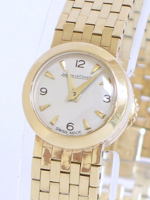 fig 1. BEAUTIFUL SOLID 9ct GOLD JAEGER LECOULTRE BACKWIND LADIES COCKTAIL WATCH 1958