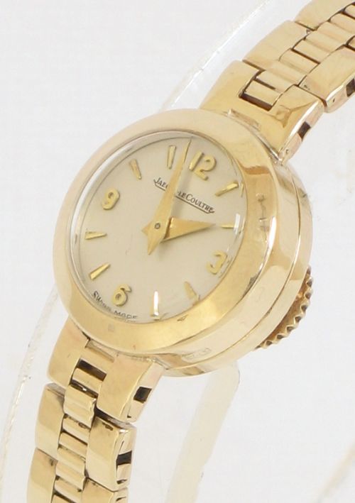 fig 1. BEAUTIFUL SOLID 9ct GOLD JAEGER LECOULTRE BACKWIND LADIES COCKTAIL WATCH 1960