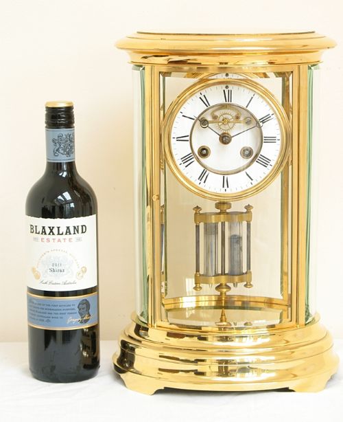 fig 4. RARE VICTORIAN FRENCH LARGE GILT OVAL FOUR GLASS CRYSTAL REGULATOR CLOCK C1880