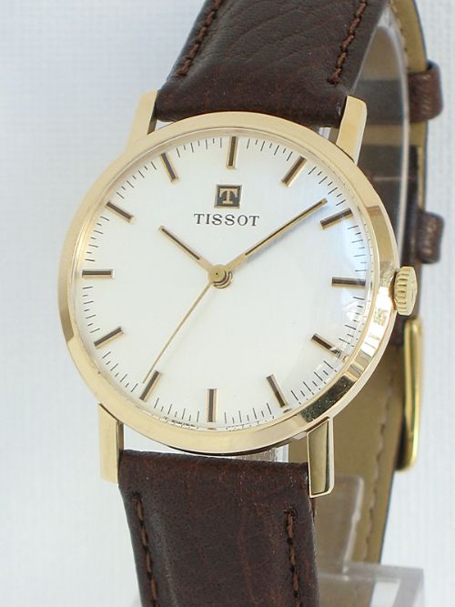fig 1. STUNNING MINT CONDITION SOLID 9ct GOLD TISSOT MENS WATCH WITH ORIGINAL BOX 