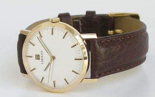 fig 3. STUNNING MINT CONDITION SOLID 9ct GOLD TISSOT MENS WATCH WITH ORIGINAL BOX 