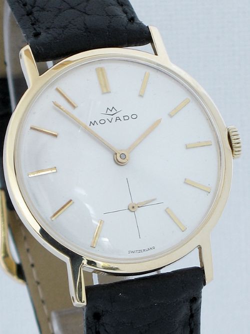 fig 1. STUNNING SOLID 18ct GOLD MOVADO CALIBRE 135 MENS WATCH 1960