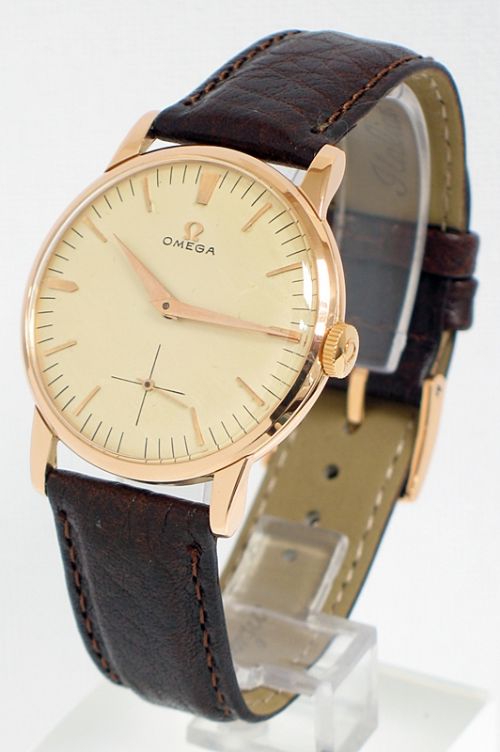 Stunning Rare Solid 18ct 18k Rose Gold Omega Cal 267 Mens Watch 1958
