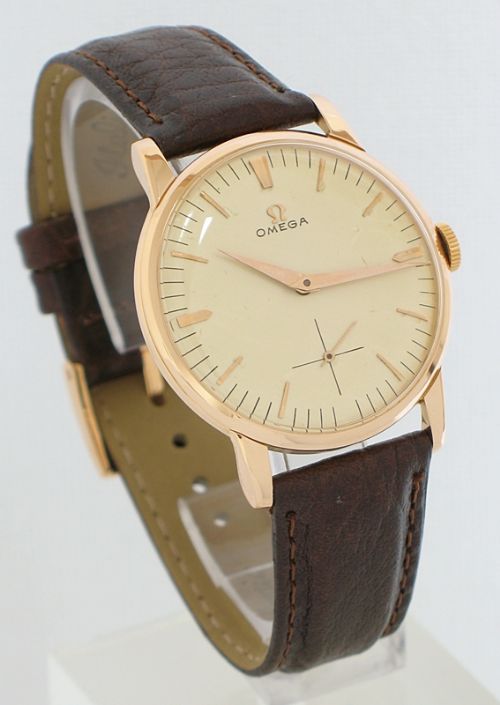 fig 3. STUNNING RARE SOLID 18ct 18k ROSE GOLD OMEGA CAL 267 MENS WATCH 1958