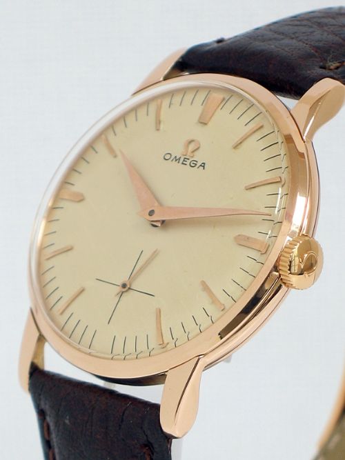 fig 4. STUNNING RARE SOLID 18ct 18k ROSE GOLD OMEGA CAL 267 MENS WATCH 1958