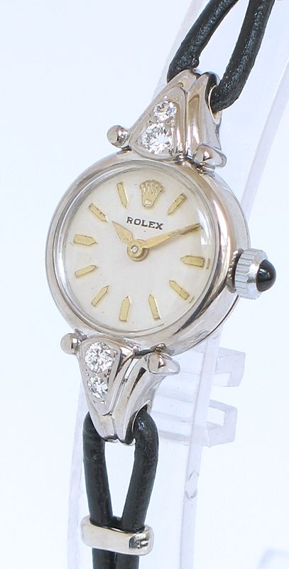 fig 1. BEAUTIFUL SOLID 18CT WHITE GOLD AND DIAMONDS LADIES ROLEX COCKTAIL WATCH c1953