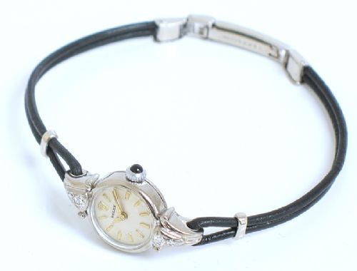 fig 4. BEAUTIFUL SOLID 18CT WHITE GOLD AND DIAMONDS LADIES ROLEX COCKTAIL WATCH c1953