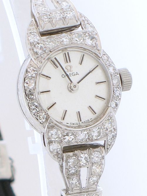 fig 1. STUNNING RARE OMEGA PLATINUM AND 3CT DIAMOND LADIES COCKTAIL WATCH C1950