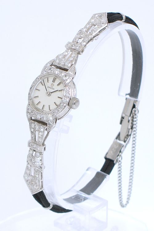 fig 3. STUNNING RARE OMEGA PLATINUM AND 3CT DIAMOND LADIES COCKTAIL WATCH C1950