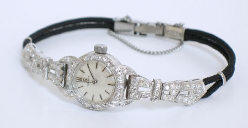 fig 4. STUNNING RARE OMEGA PLATINUM AND 3CT DIAMOND LADIES COCKTAIL WATCH C1950