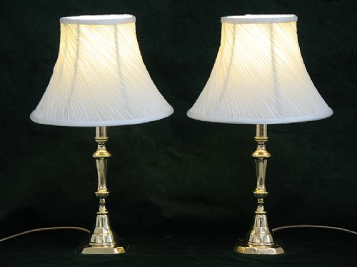Beautiful Victorian Pair Solid Brass Table Lamps C1890