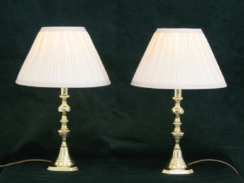 Stunning Pair of Genuine Victorian Solid Brass Table or Desk Lamps C1890