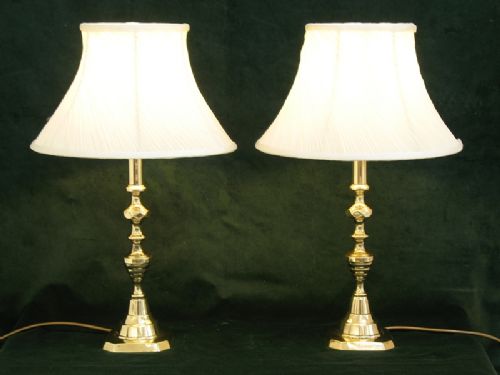fig 2. BEAUTIFUL LARGE PAIR OF VICTORIAN SOLID BRASS TABLE OR DESK LAMPS C1890