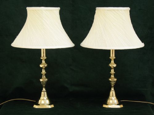 Beautiful Large Pair of Victorian Solid Brass Table or Desk Lamps C1890