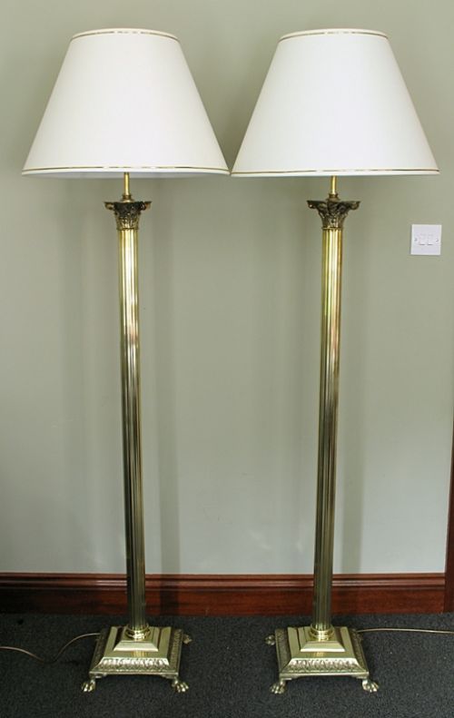 Beautiful Pair of Solid Brass Corinthian Standard Lamps