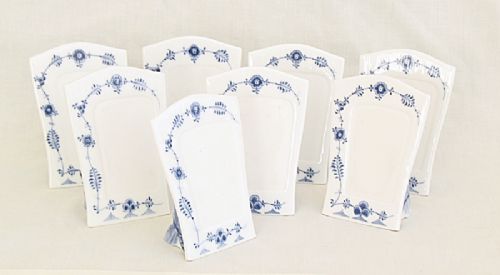 Incredibly Rare Royal Copenhagen Blue Fluted Lace 8 Name Plates C1880-1922