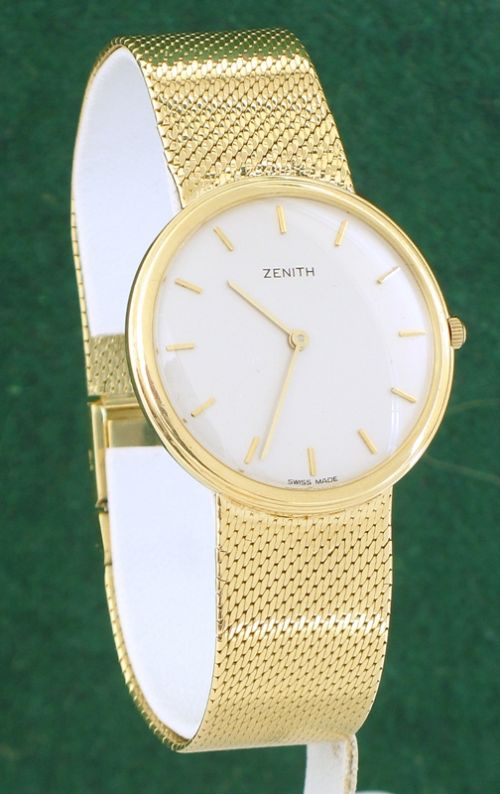 fig 1. MINT CONDITION SOLID 18ct 18k GOLD ZENITH MENS DRESS WATCH