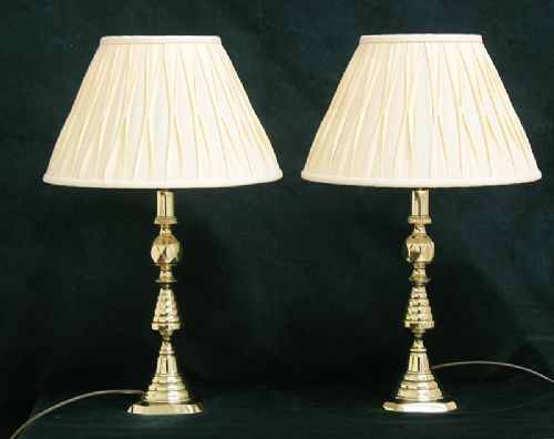 Stunning Victorian Pair Solid Brass Table Lamps C1890