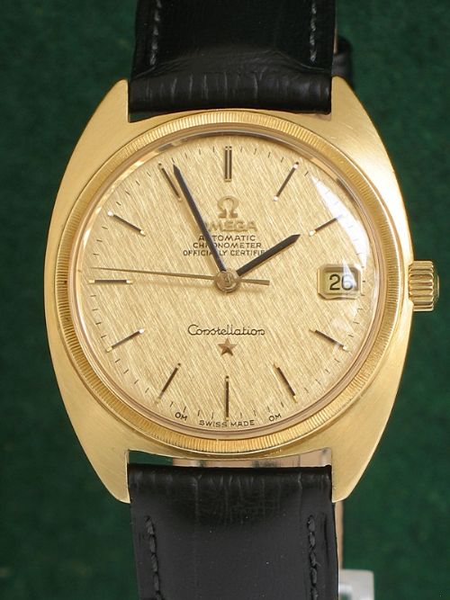 fig 1. MINT 18CT OMEGA CONSTELLATION 'C' CHRONOMETER MODEL 1680009 168017 WITH BOX AND PAPERS