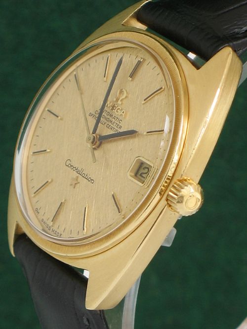 fig 4. MINT 18CT OMEGA CONSTELLATION 'C' CHRONOMETER MODEL 1680009 168017 WITH BOX AND PAPERS