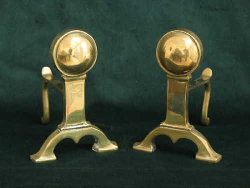 Lovely Pair of Solid Brass Victorian Fire Dogs C1880