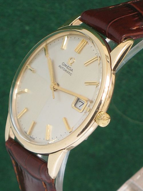 fig 2. STUNNING SOLID 9ct GOLD OMEGA CAL 565 AUTOMATIC HARLEQUIN DIAL MENS WATCH
