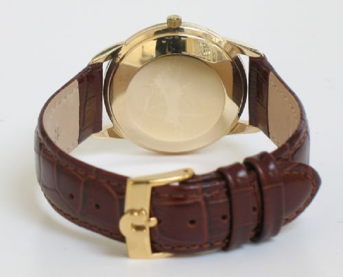 fig 3. STUNNING SOLID 9ct GOLD OMEGA CAL 565 AUTOMATIC HARLEQUIN DIAL MENS WATCH
